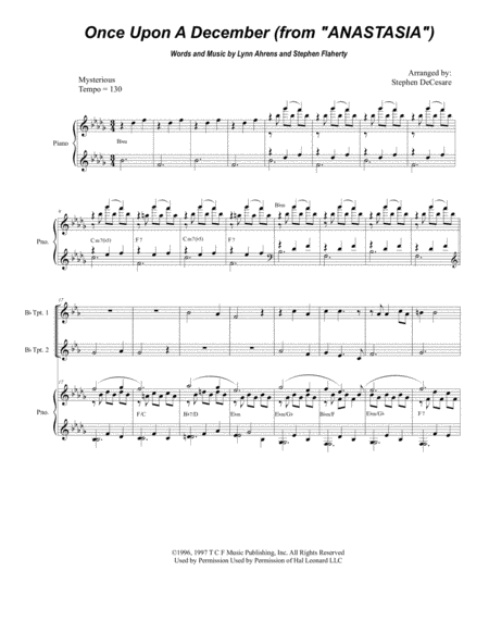 Once Upon A December For Brass Quartet And Piano Alternate Version Sheet Music