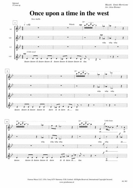 Once Upon A Time In The West Ssaa A Cappella Barbershop Sheet Music