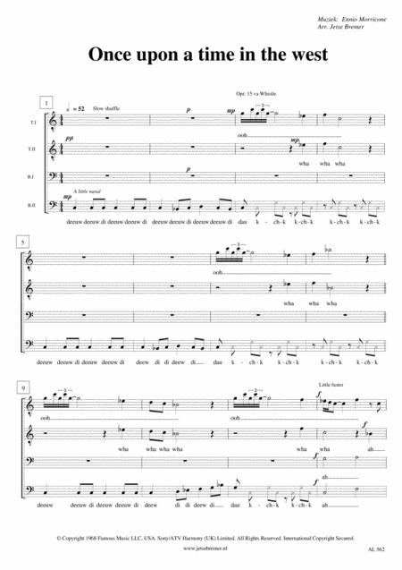 Once Upon A Time In The West Ttbb A Cappella Barbershop Sheet Music