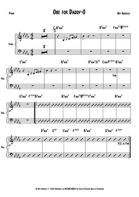 One For Daddy O Piano Sheet Music