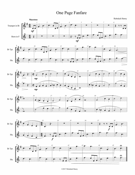 One Page Fanfare Sheet Music