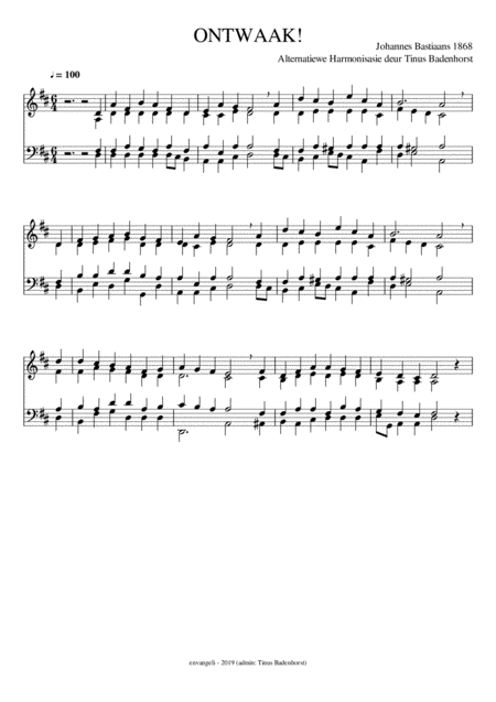 Ontwaak Sheet Music