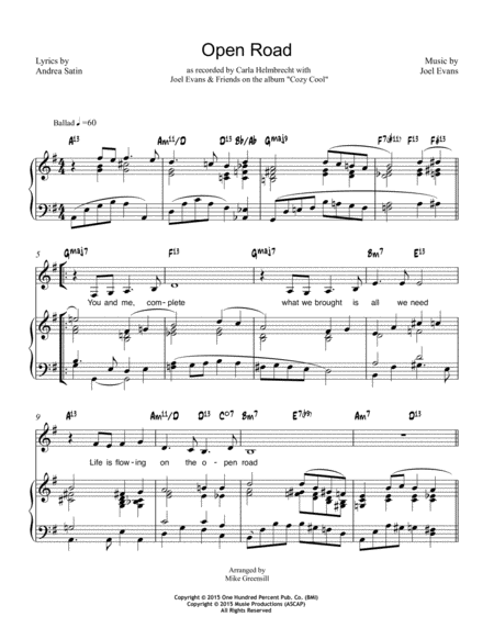 Open Road Sheet Music