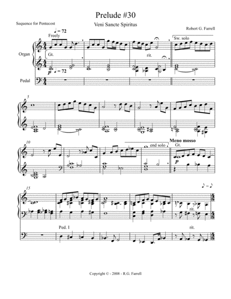 Free Sheet Music Organ Prelude 30