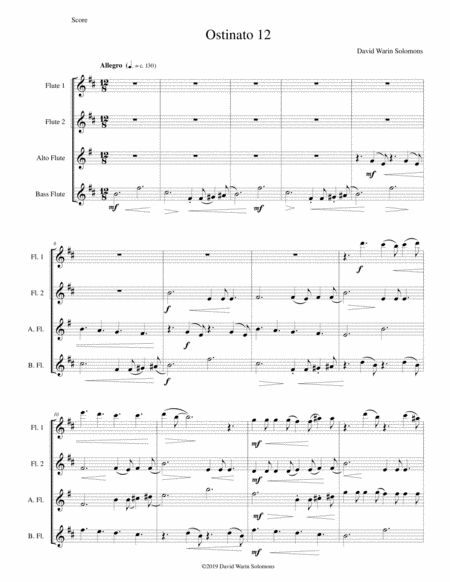 Ostinato 12 For Flute Quartet Sheet Music