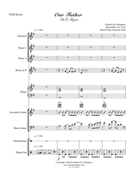 Our Father Fast Version In G Sheet Music