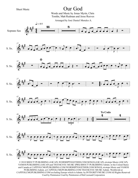 Our God For Soprano Sax Sheet Music