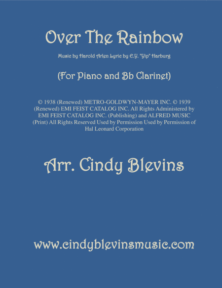 Free Sheet Music Over The Rainbow From The Wizard Of Oz Arranged For Piano And Bb Clarinet