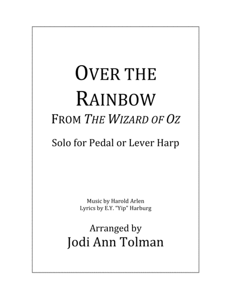 Over The Rainbow Harp Solo Sheet Music