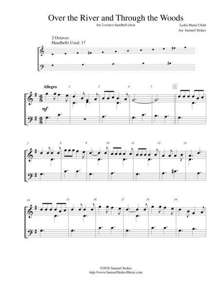 Over The River And Through The Woods For 2 Octave Handbell Choir Sheet Music