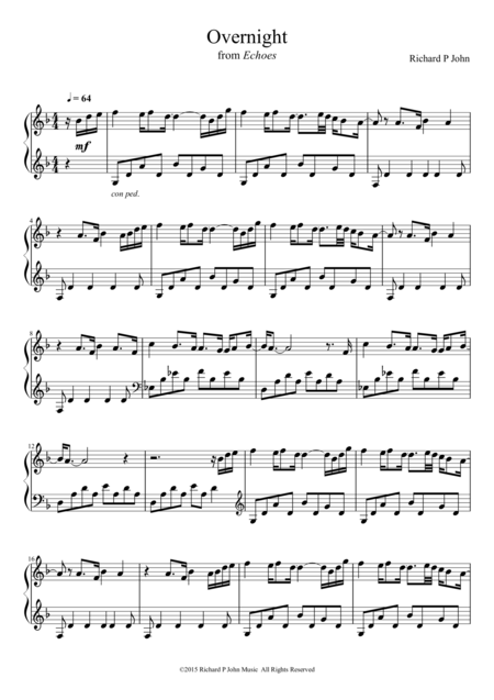 Free Sheet Music Overnight From Echoes