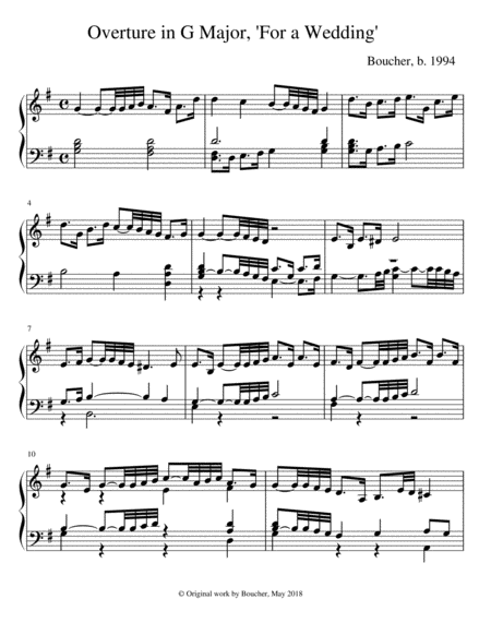 Overture In G Major The Wedding Sheet Music