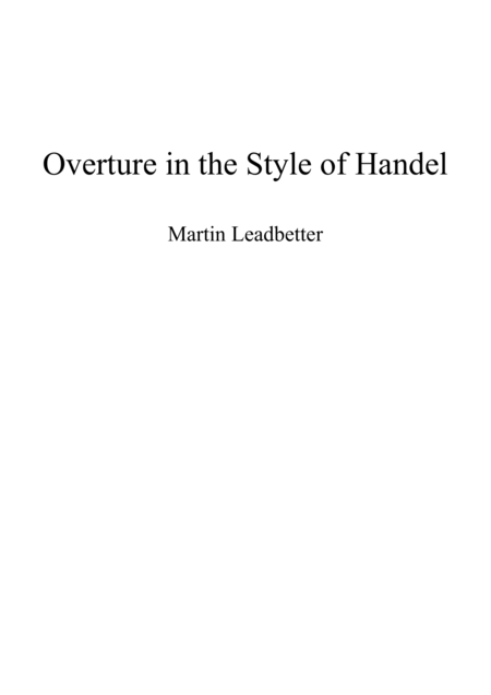 Overture In The Style Of Handel Sheet Music