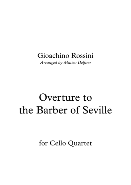 Overture To The Barber Of Seville Cello Quartet Sheet Music