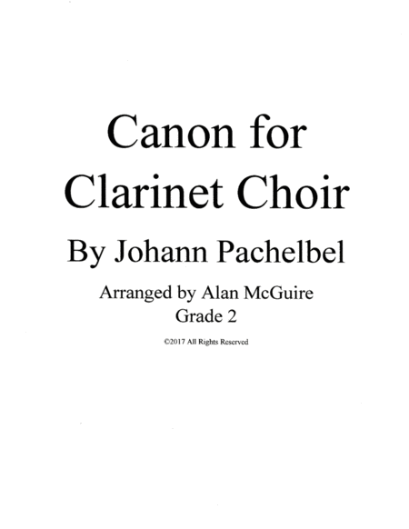 Pachelbel Canon For Clarinet Choir Sheet Music