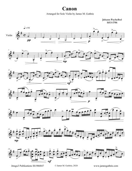 Pachelbel Canon For Solo Violin Sheet Music