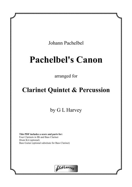 Pachelbels Canon For Clarinet Quintet Sheet Music