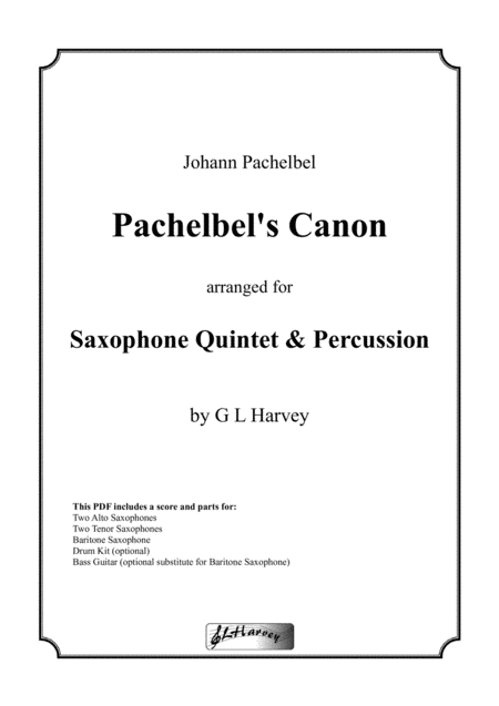 Pachelbels Canon For Saxophone Quintet Sheet Music