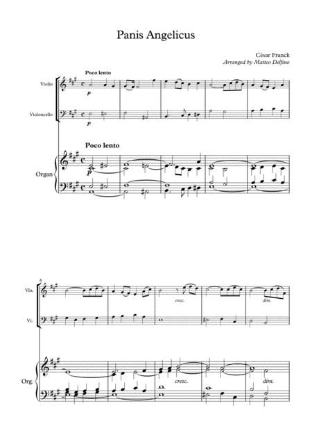 Panis Angelicus Violin Cello And Organ Piano Sheet Music