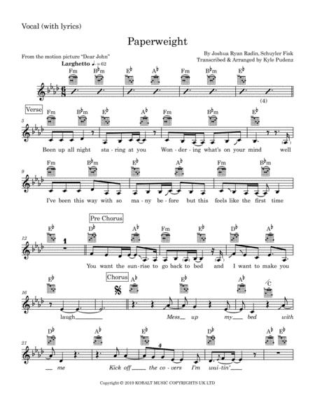 Paperweight Solo Voice Instrument Guitar Sheet Music