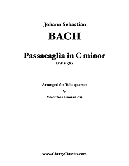 Passacaglia In C Minor Bwv 582 For Tuba Quartet Sheet Music