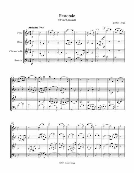 Pastorale Wind Quartet Sheet Music