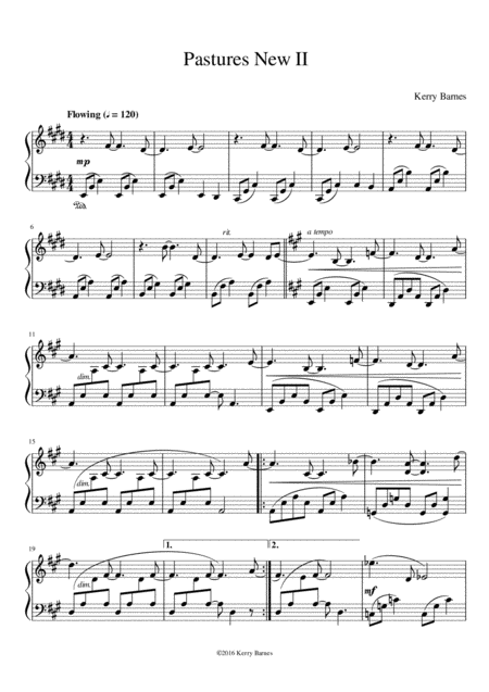 Pastures New 2 A Lovely Piano Solo In E Major Moderately Advanced Sheet Music