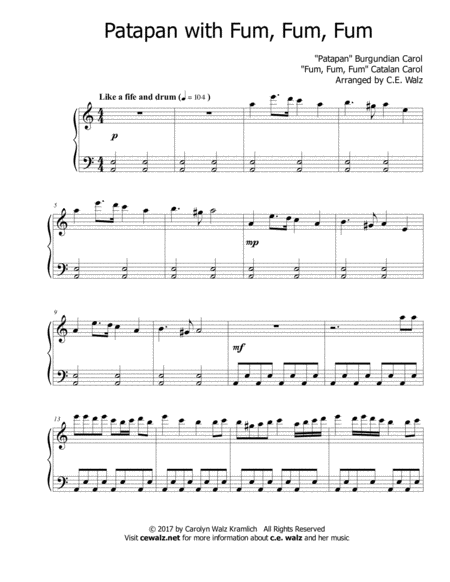 Free Sheet Music Patapan With Fum Fum Fum