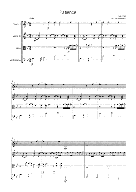 Patience String Quartet Sheet Music