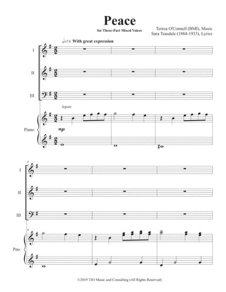 Free Sheet Music Peace For Sab Voices Reproducible