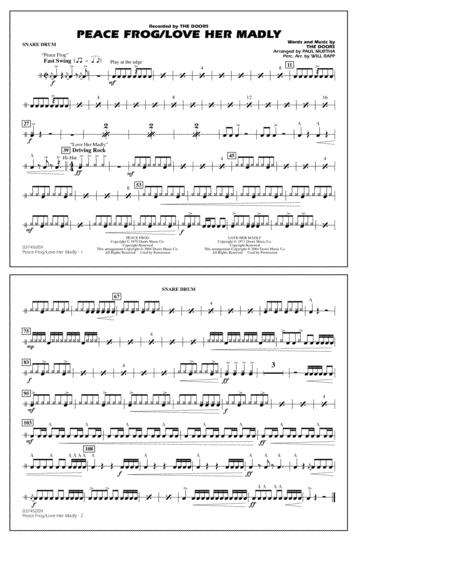 Peace Frog Love Her Madly Arr Paul Murtha Snare Drum Sheet Music