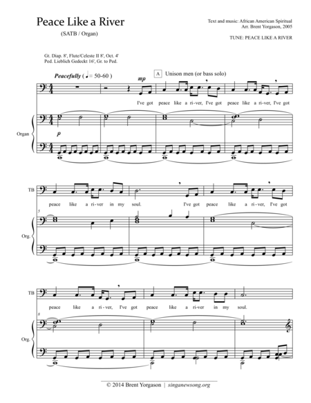 Free Sheet Music Peace Like A River Satb