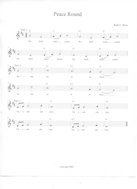 Free Sheet Music Peace Round