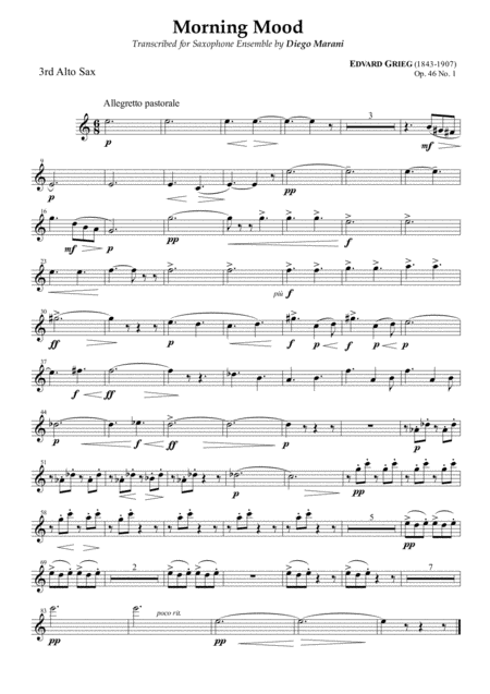 Free Sheet Music Peer Gynt Suite Op 46 No 1 For Saxophone Ensemble Alto Sax 3