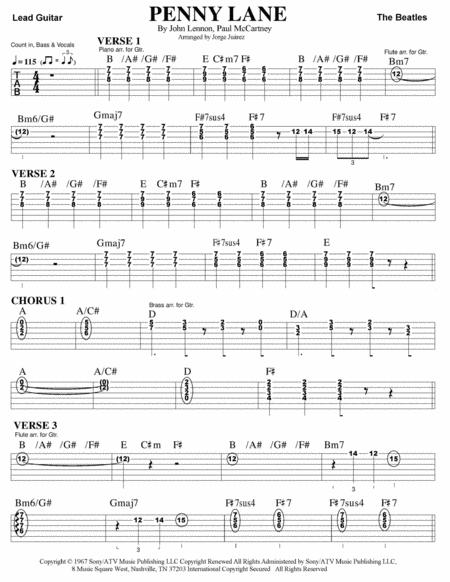 Penny Lane Guitar Tab Sheet Music