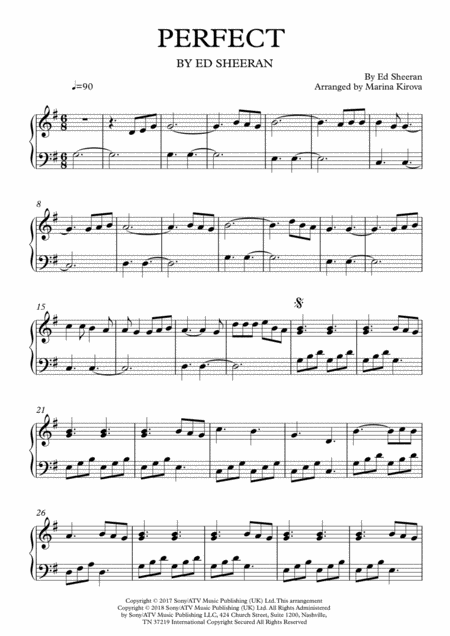 Free Sheet Music Perfect Ed Sheeran Easy Piano