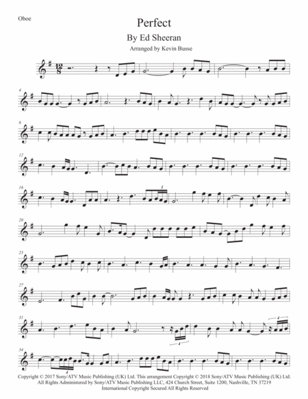 Free Sheet Music Perfect Oboe