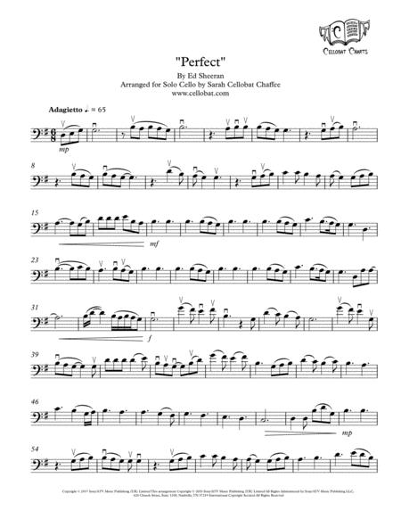 Perfect Solo Cello Ed Sheeran Arr Cellobat Sheet Music