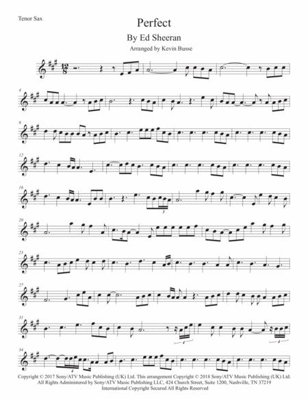 Perfect Tenor Sax Sheet Music