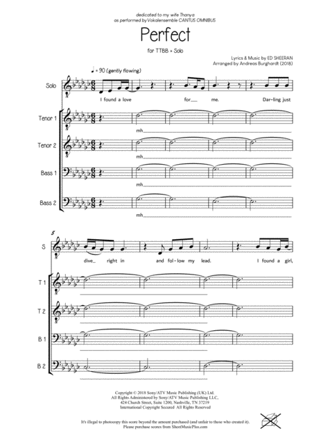 Perfect Ttbb Acapella Solo Sheet Music