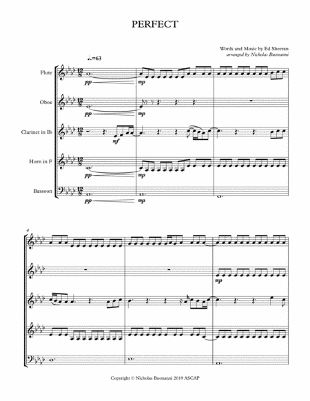 Perfect Woodwind Quintet Sheet Music