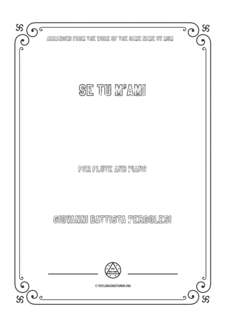 Free Sheet Music Pergolesi Se Tu M Ami For Flute And Piano