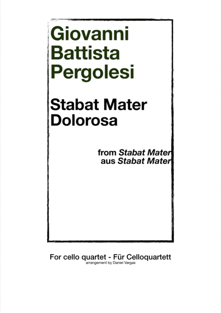 Pergolesi Stabat Mater Dolorosa From Stabat Mater For Cello Quartet Sheet Music