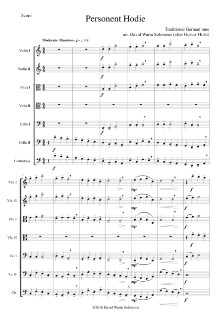 Personent Hodie For String Orchestra Sheet Music