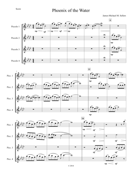 Phoenix Of The Water For Flute Quartet From Same Or Mixed Instrumentation Sheet Music