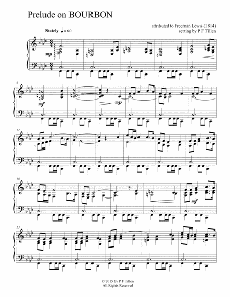 Piano Prelude On Bourbon Sheet Music