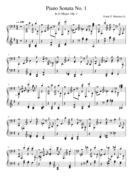 Piano Sonata No 1 In G Major Op 1 Sheet Music