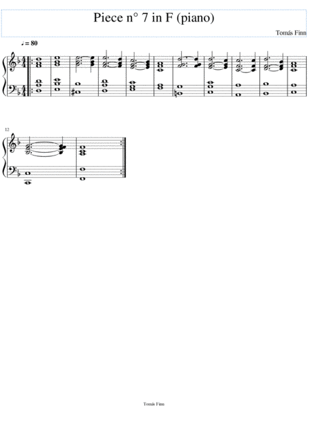 Free Sheet Music Piece N 7 In F Piano