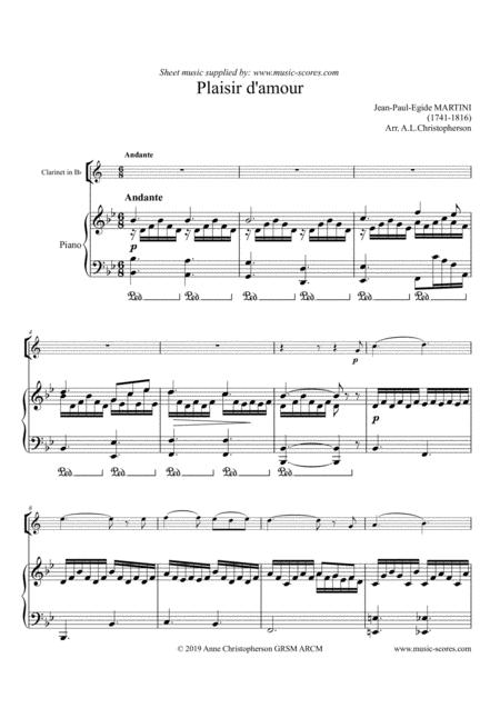 Plaisir D Amour Clarinet And Piano Sheet Music