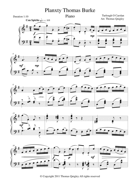 Free Sheet Music Planxty Thomas Burke